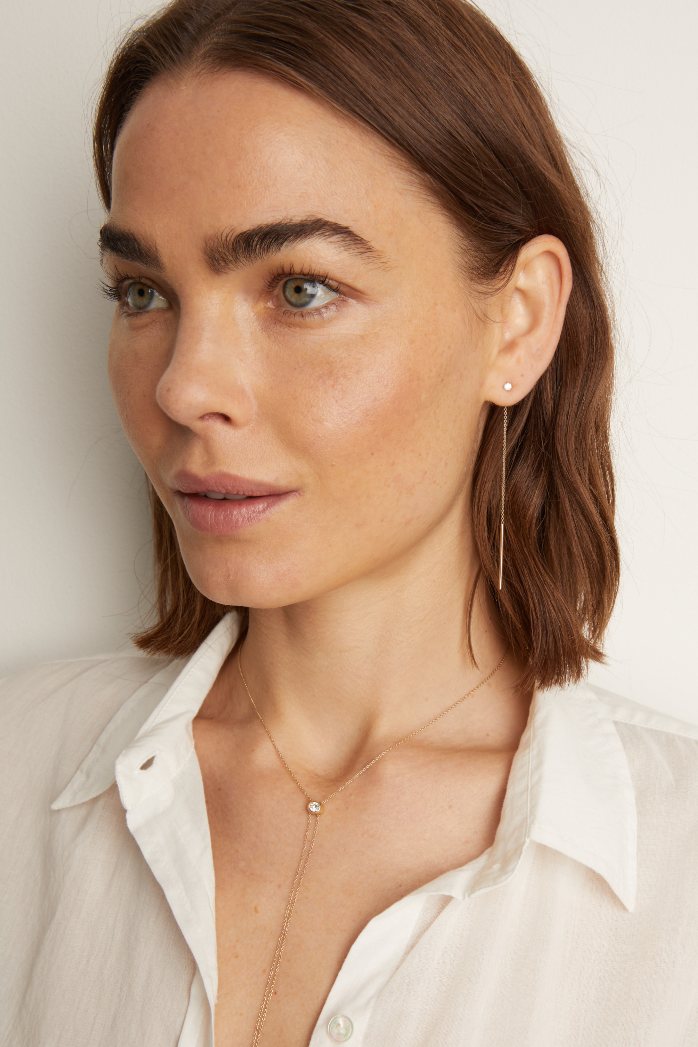 Aurate x Frye: Lab Grown Diamond Lariat Earrings