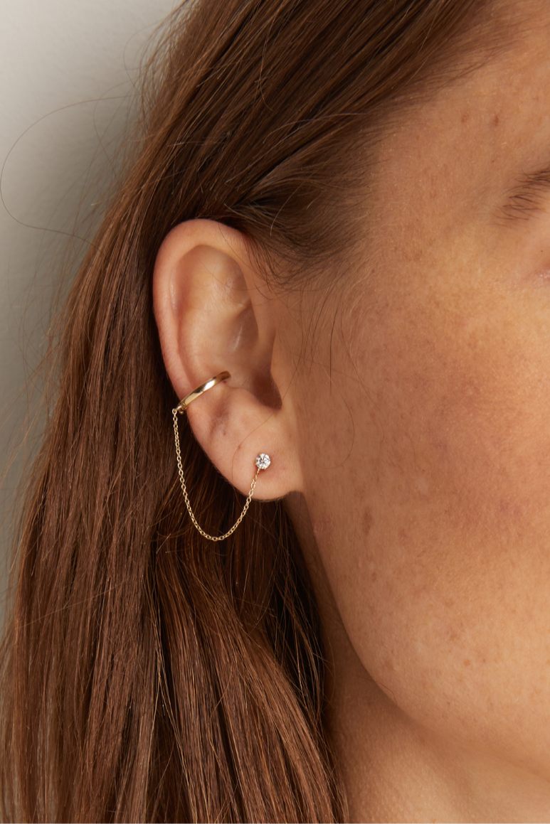 Aurate x Frye: Lab Grown Diamond Stud and Ear Cuff