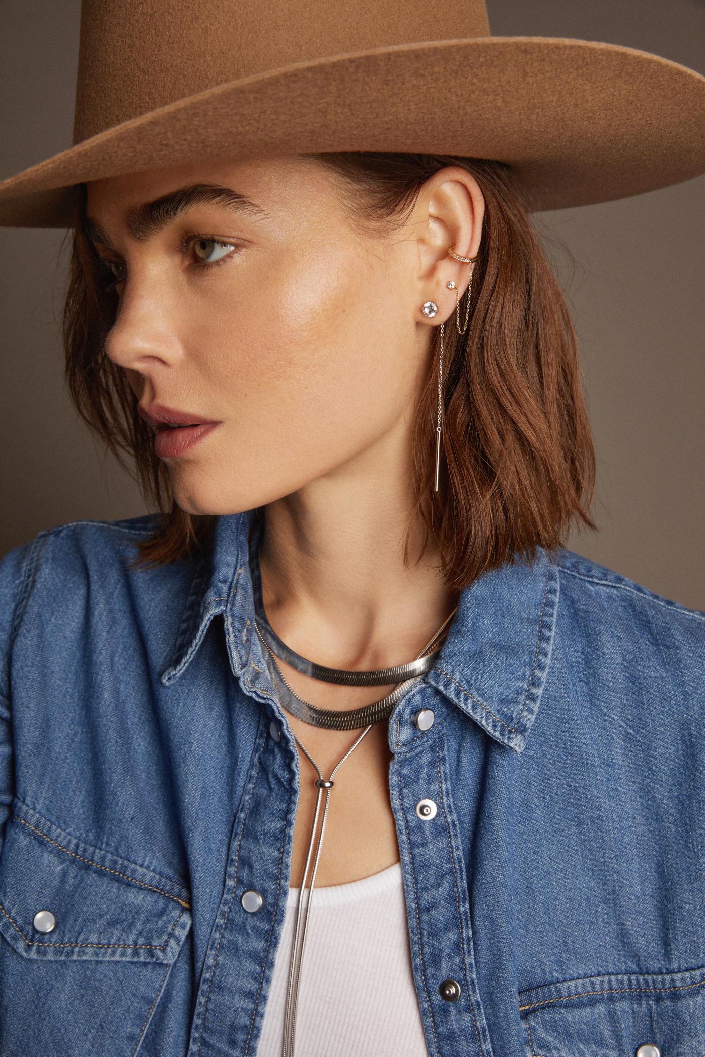 Aurate x Frye: Lab Grown Diamond Stud and Ear Cuff