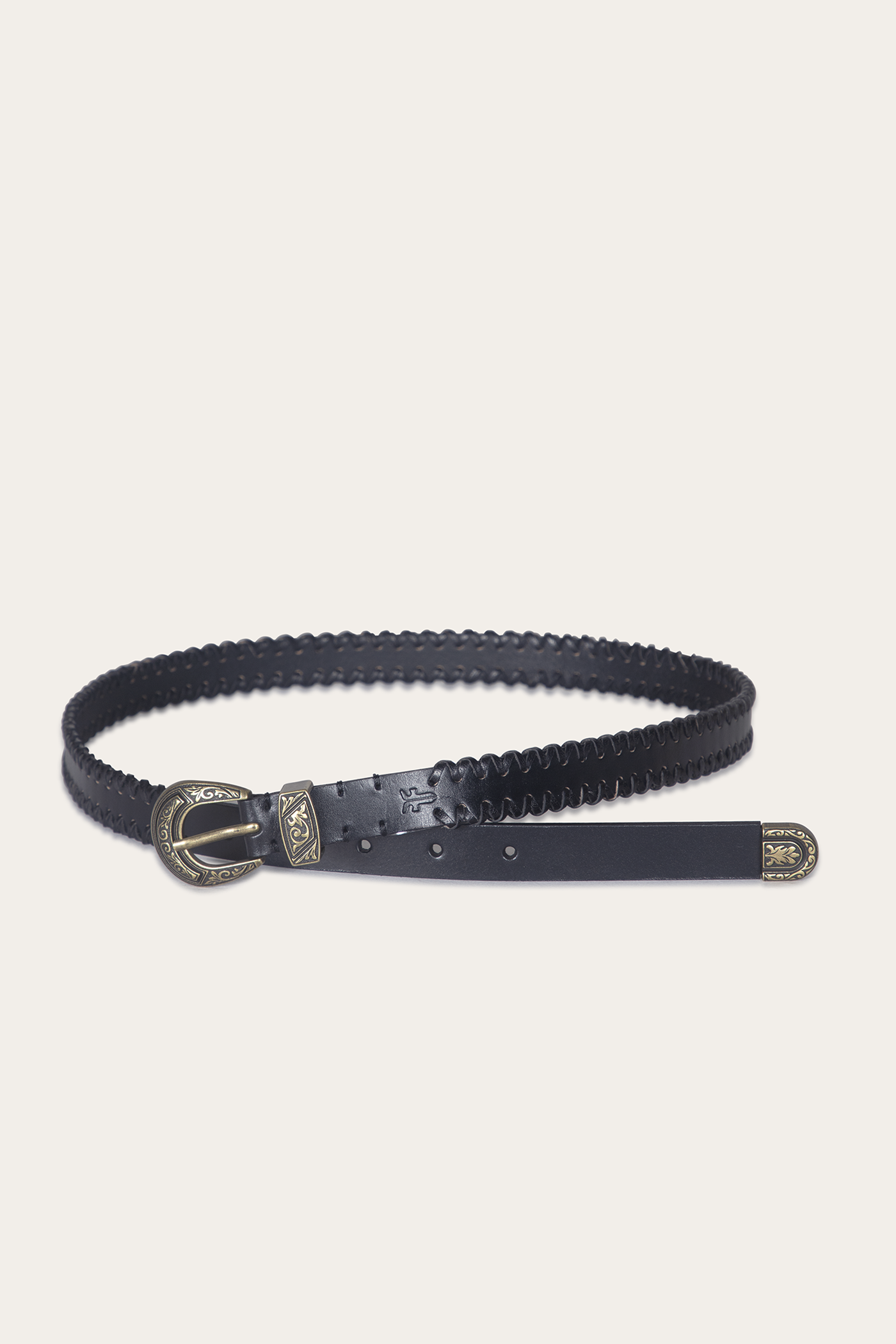 20mm Belt With 3 Pc Buckle Set & Leather Laced Edge