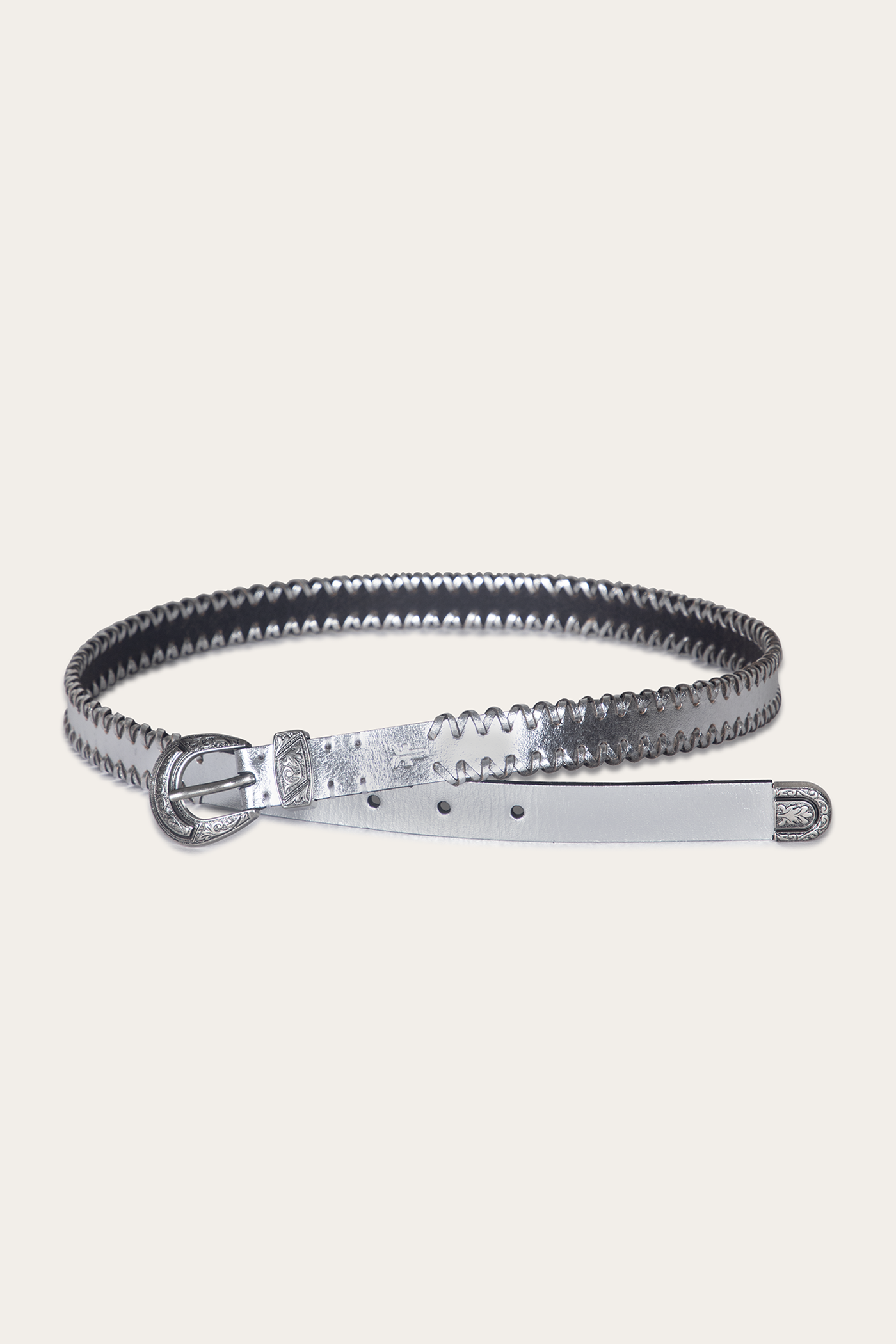 20mm Belt With 3 Pc Buckle Set & Leather Laced Edge