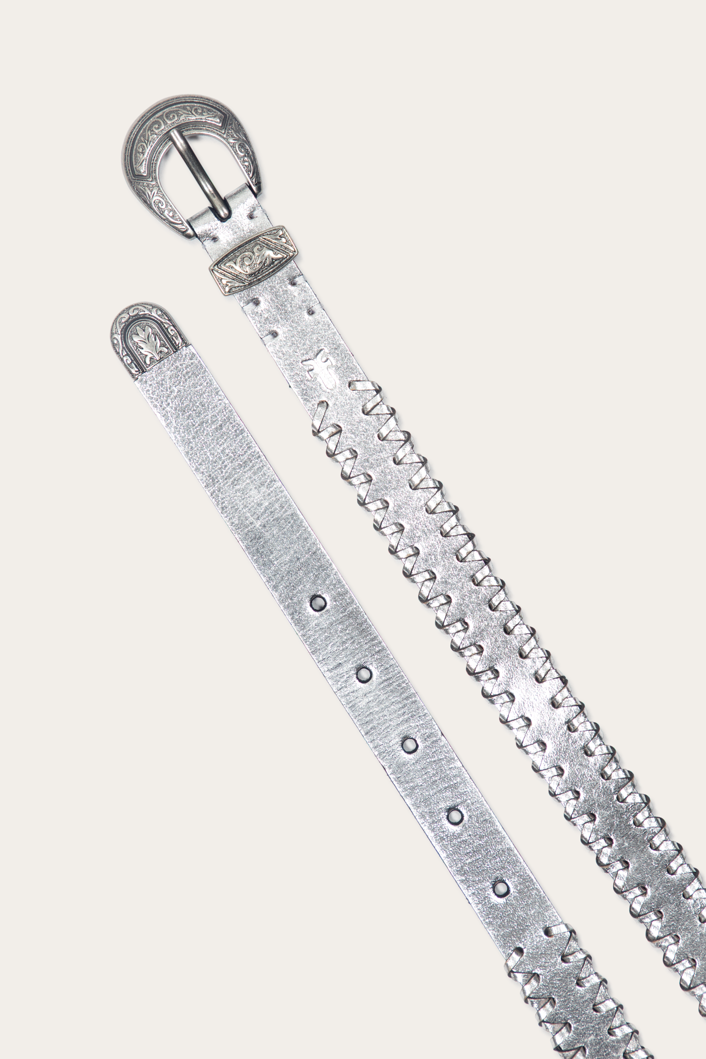 20mm Belt With 3 Pc Buckle Set & Leather Laced Edge
