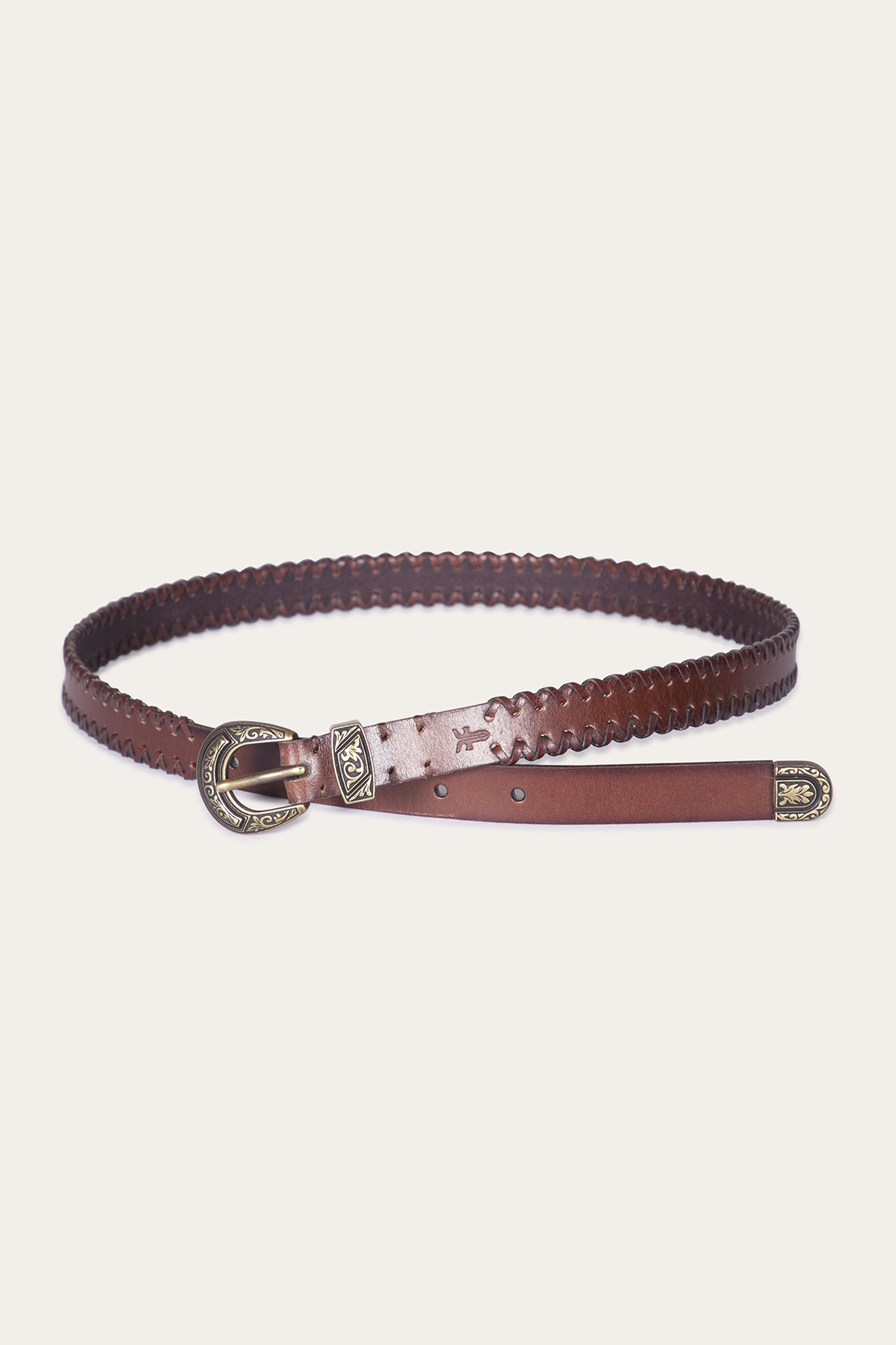 20mm Belt With 3 Pc Buckle Set & Leather Laced Edge