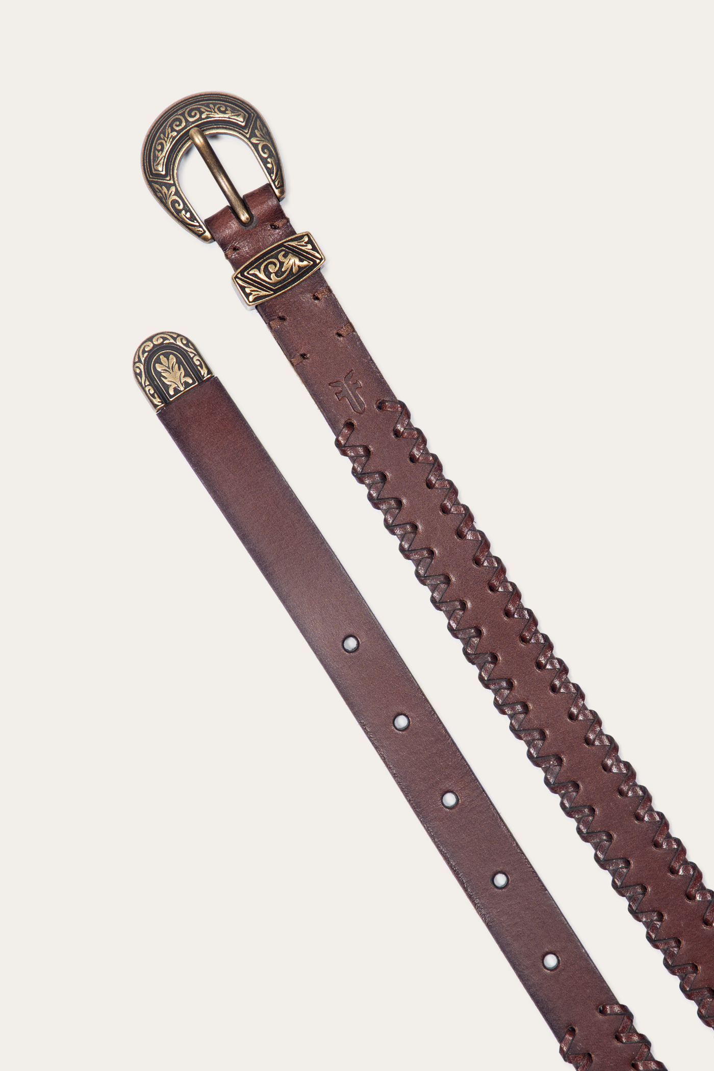 20mm Belt With 3 Pc Buckle Set & Leather Laced Edge