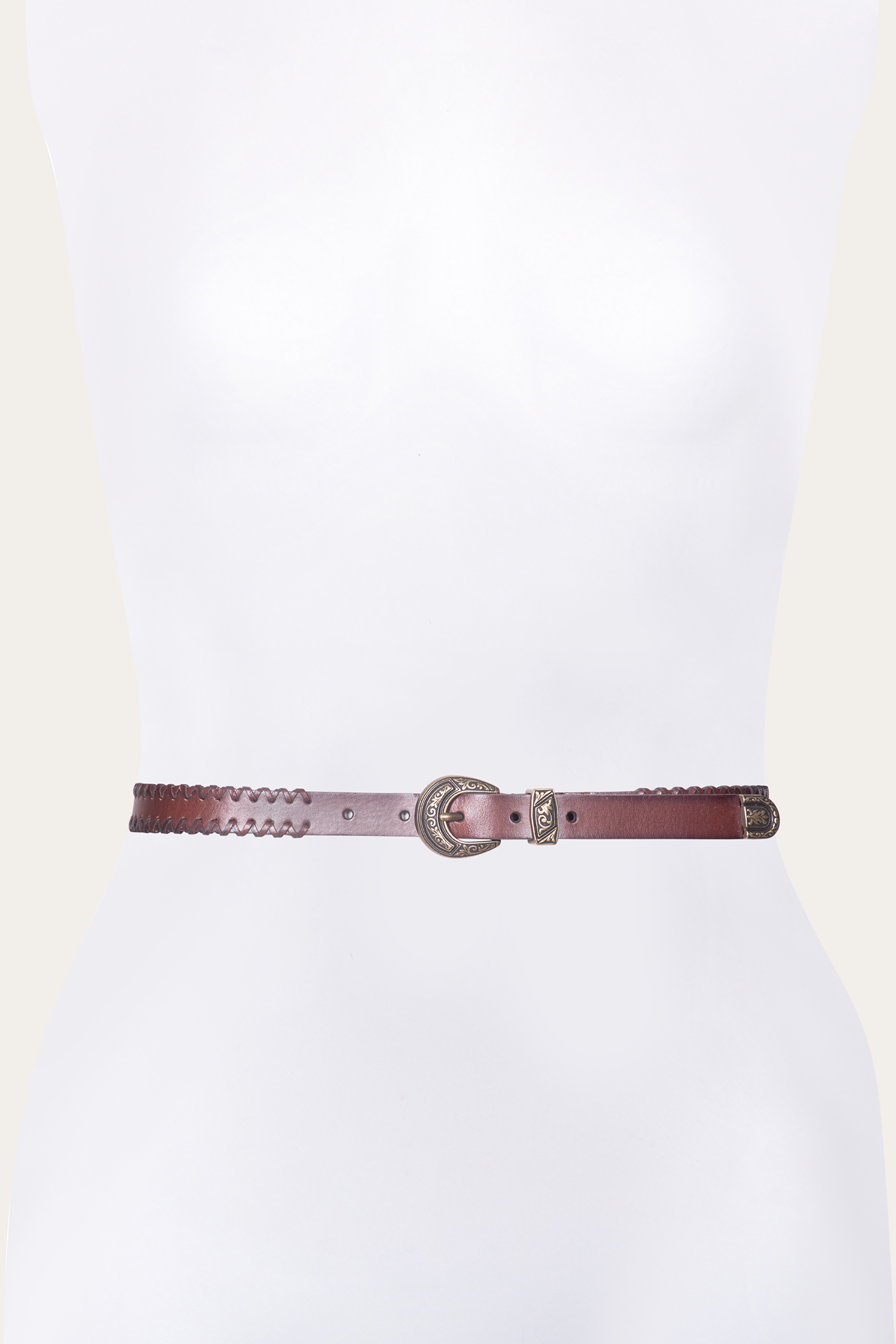 20mm Belt With 3 Pc Buckle Set & Leather Laced Edge