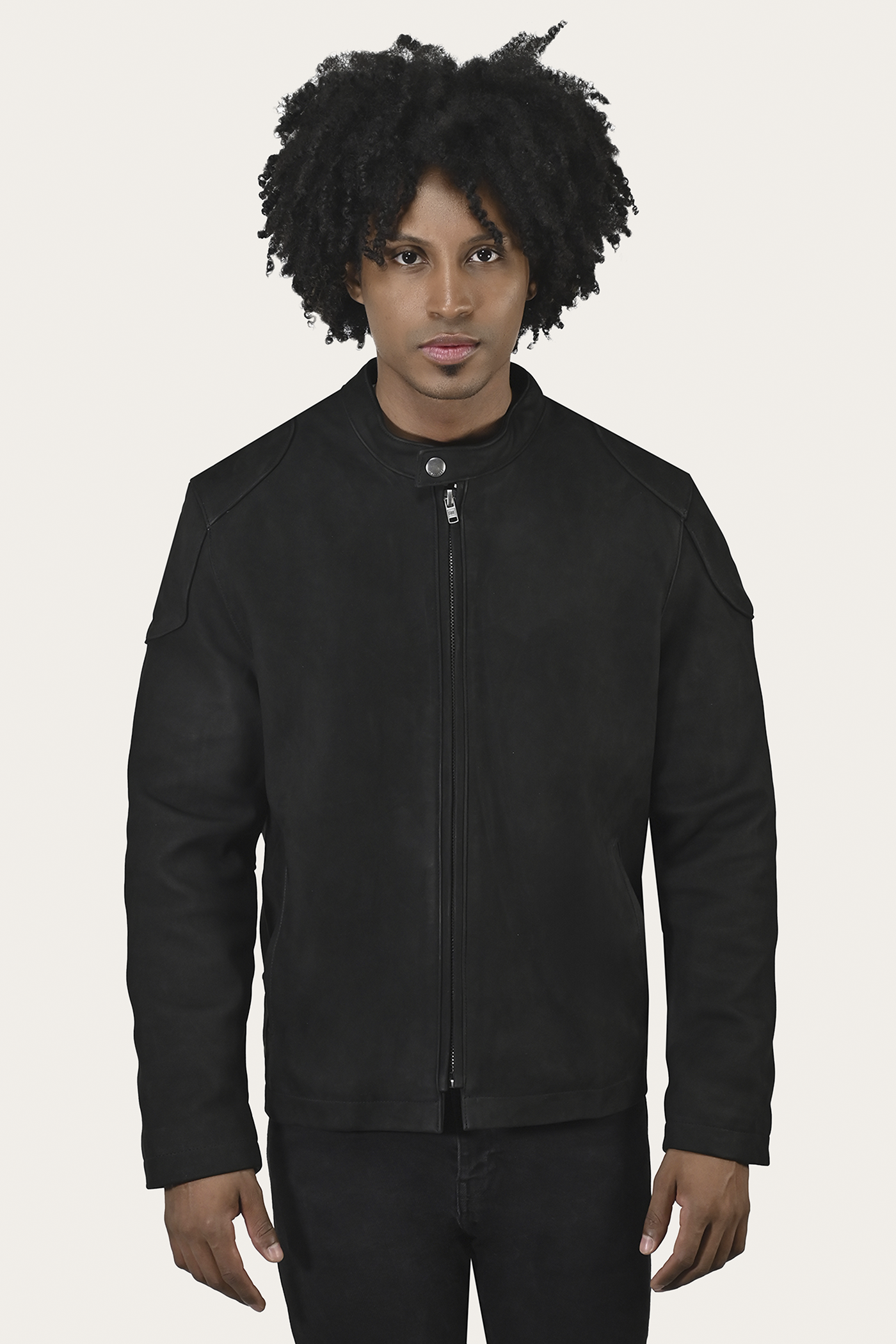 Men's Black Gannon Lamb Leather Racer Jacket | The Frye Company