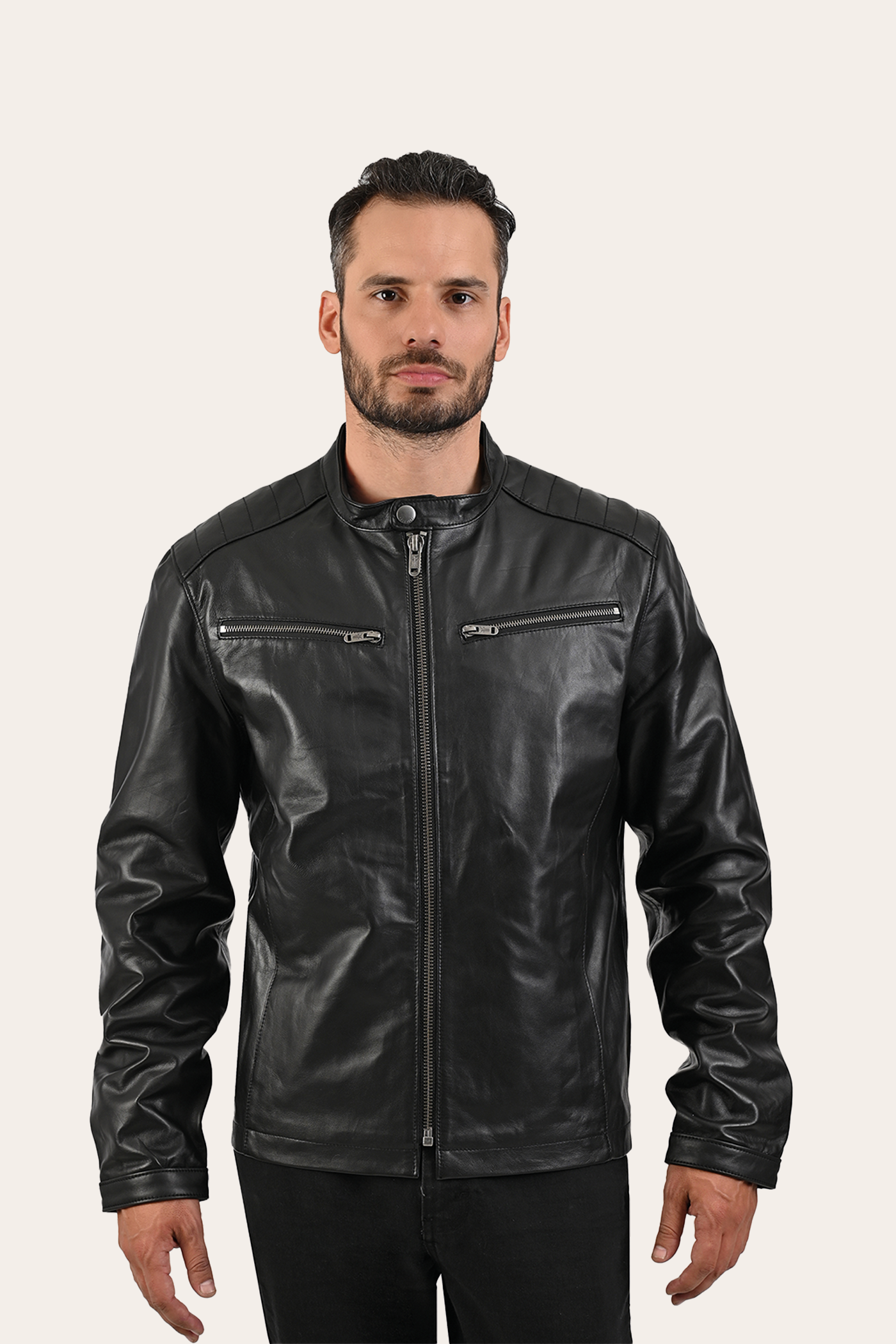 Men's Black Pioneer Racer Leather Jacket | The Frye Company