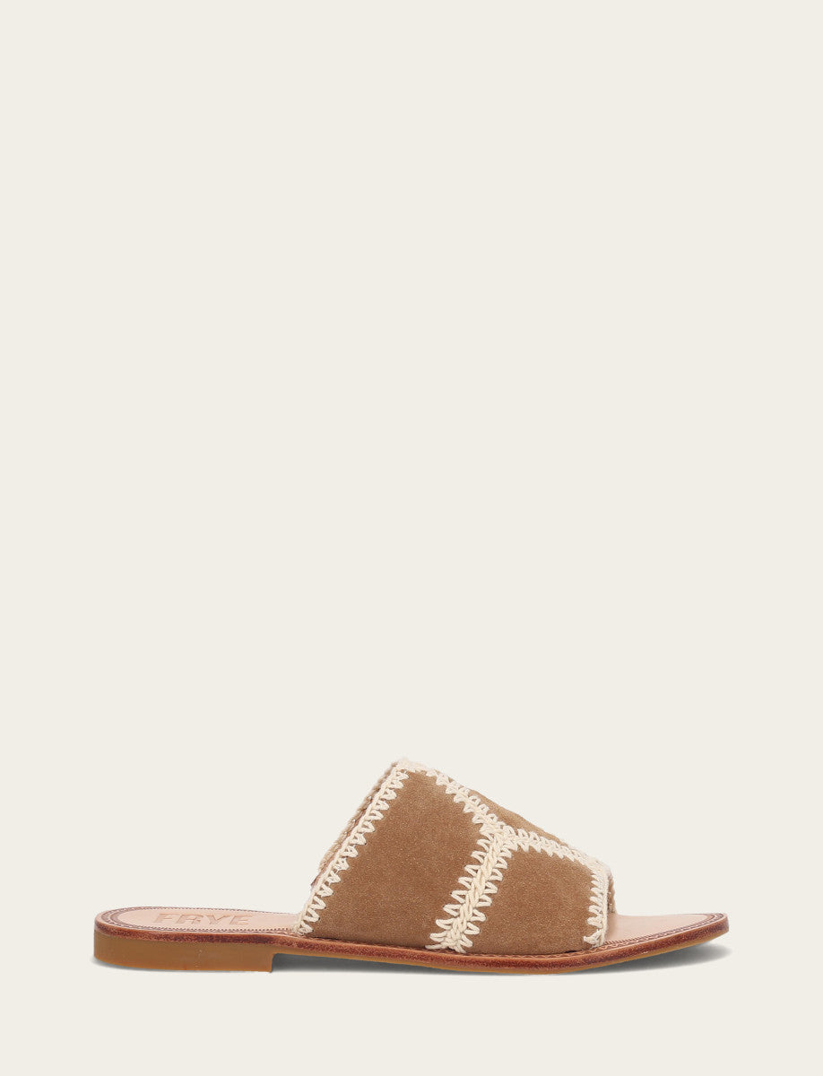 Ava Crochet Slide - Almond - Outside