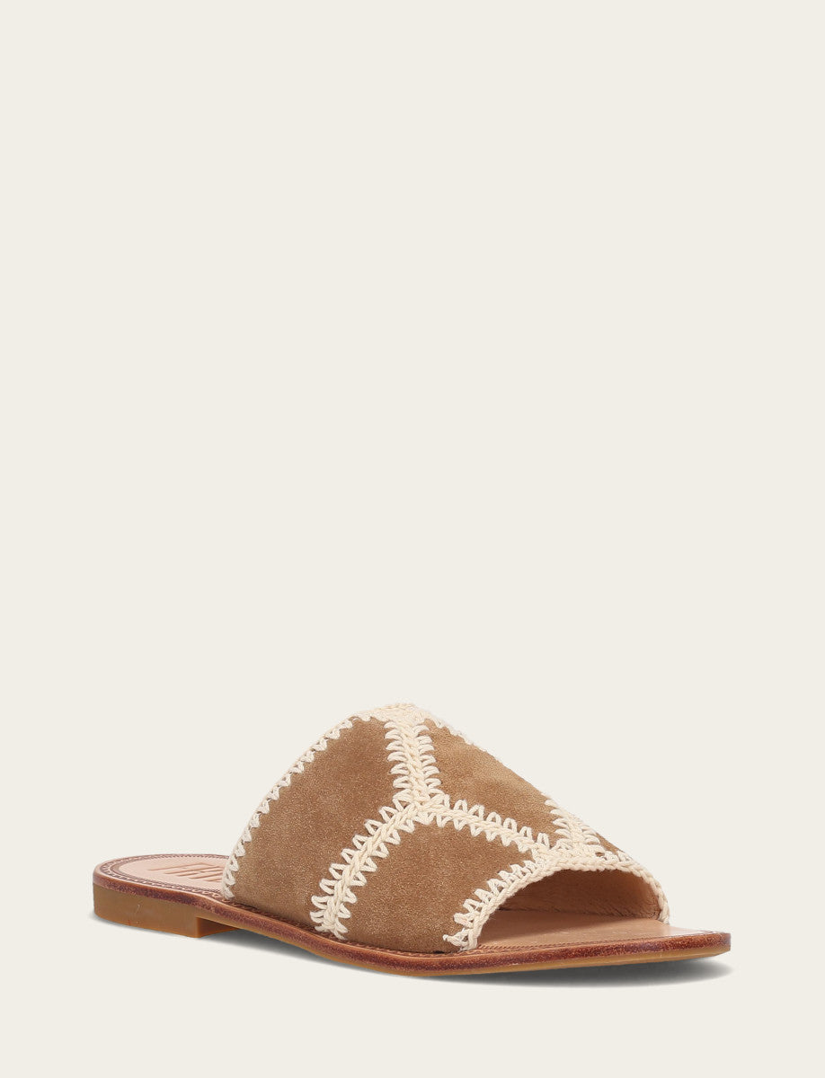 Ava Crochet Slide - Almond - Hero