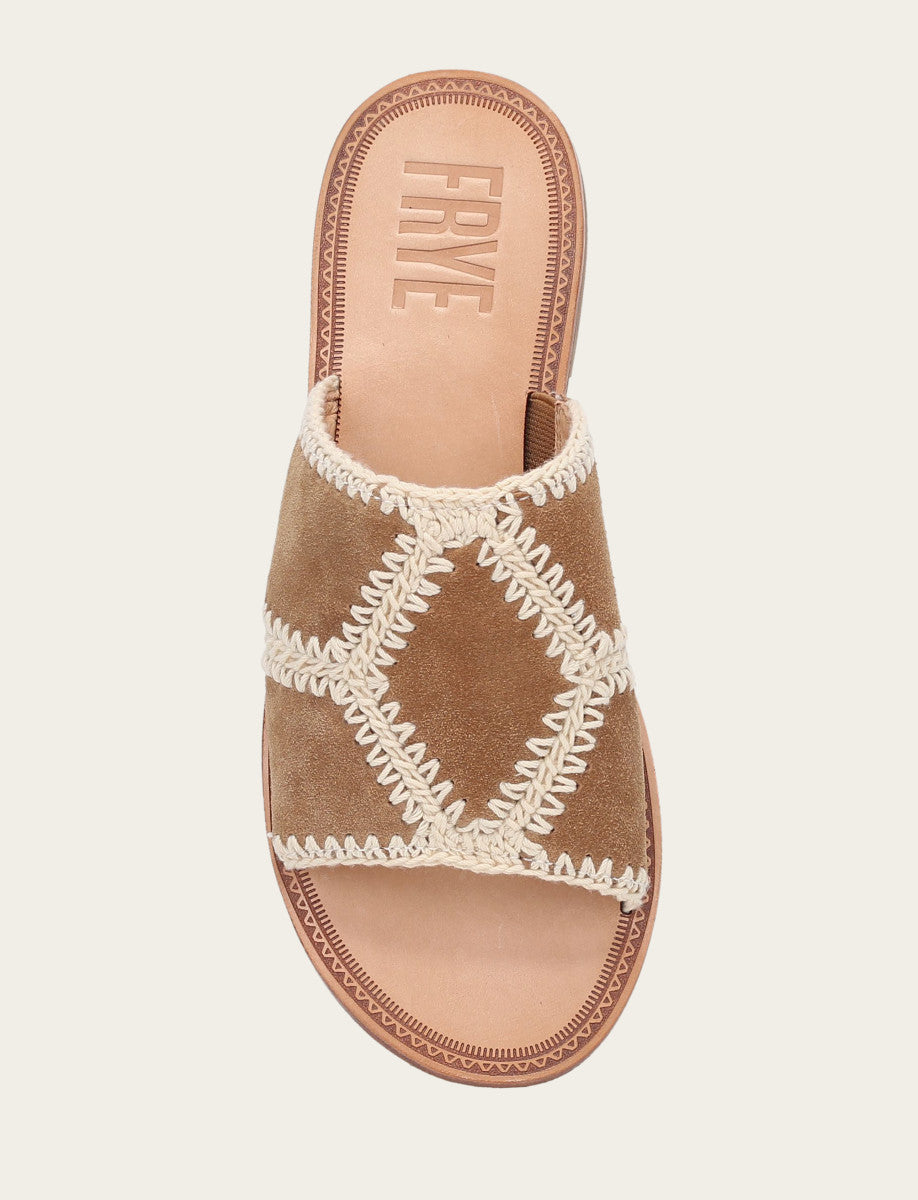 Ava Crochet Slide - Almond - Top Down
