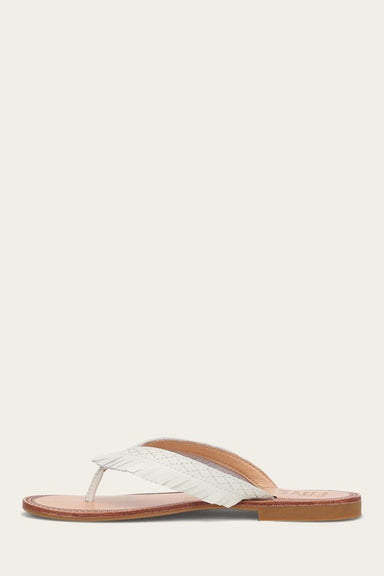 Ava Fringe Sandal - White - Inside