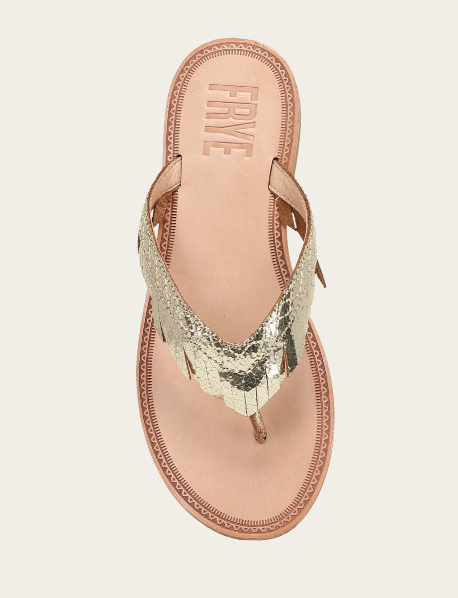 Ava Fringe Sandal - Gold Mirror - Top Down
