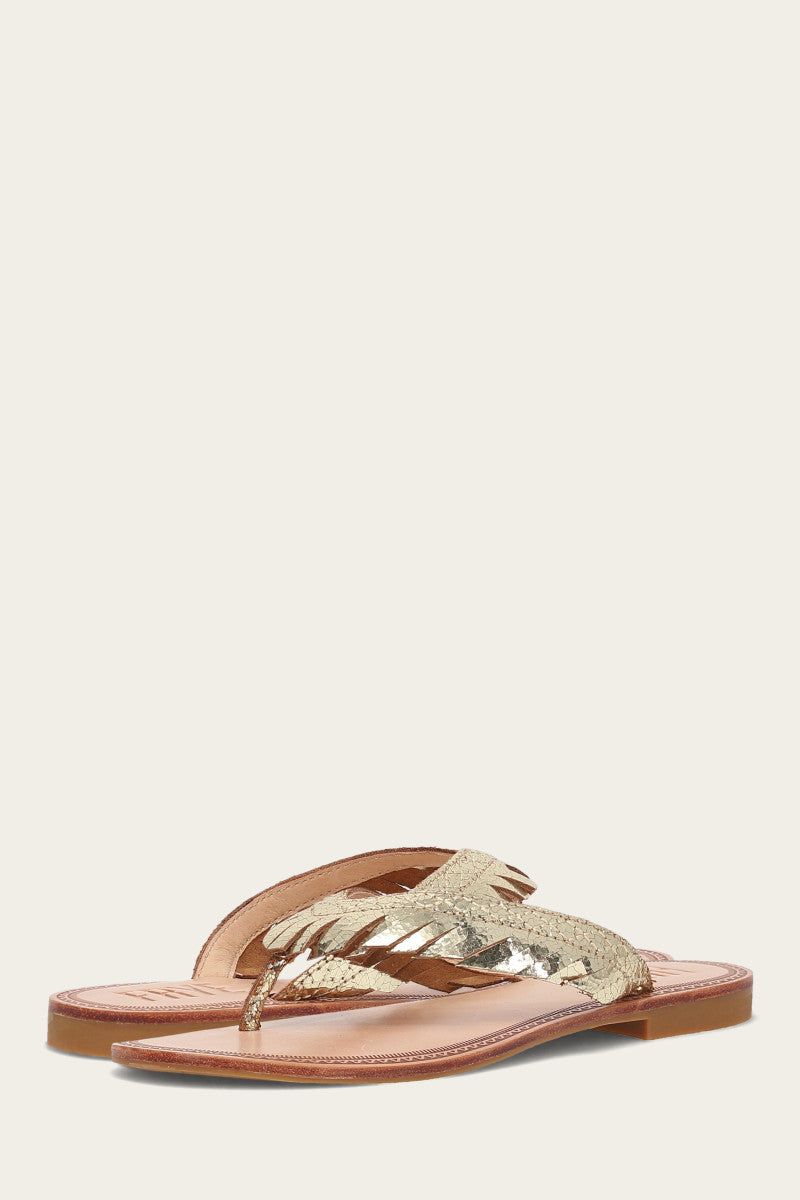 Ava Fringe Sandal - Gold Mirror - Pair