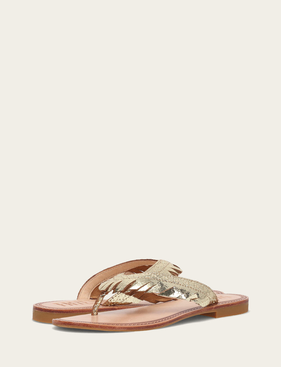 Ava Fringe Sandal - Gold Mirror - Pair