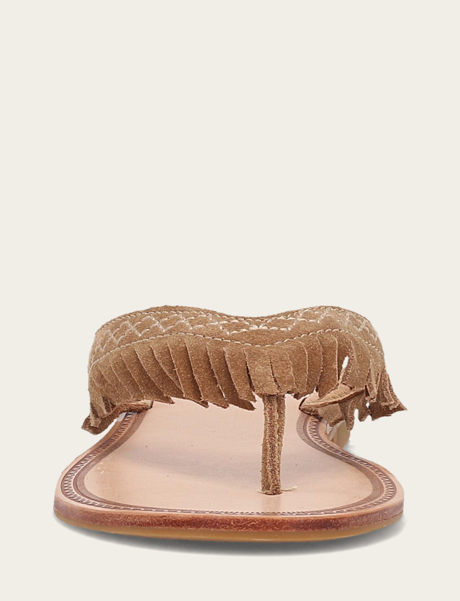 Ava Fringe Sandal - Almond - Front