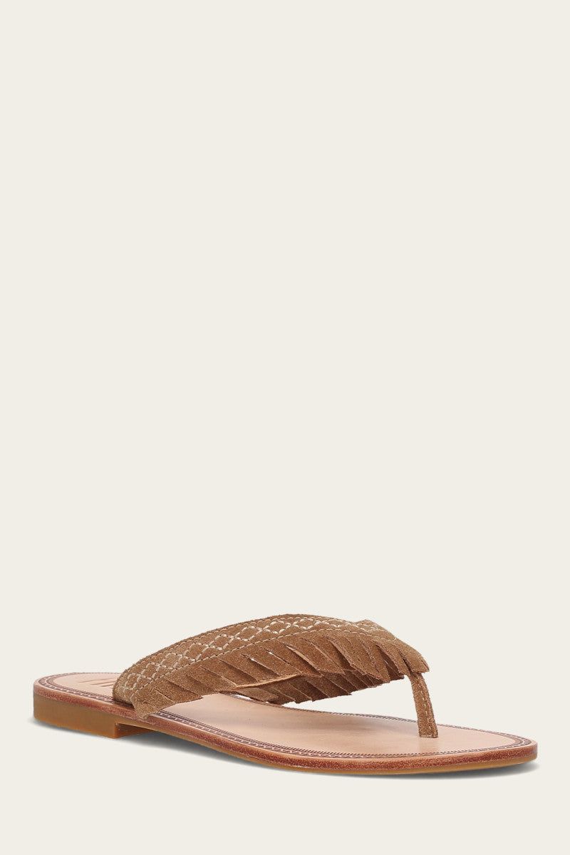 Ava Fringe Sandal - Almond - Hero