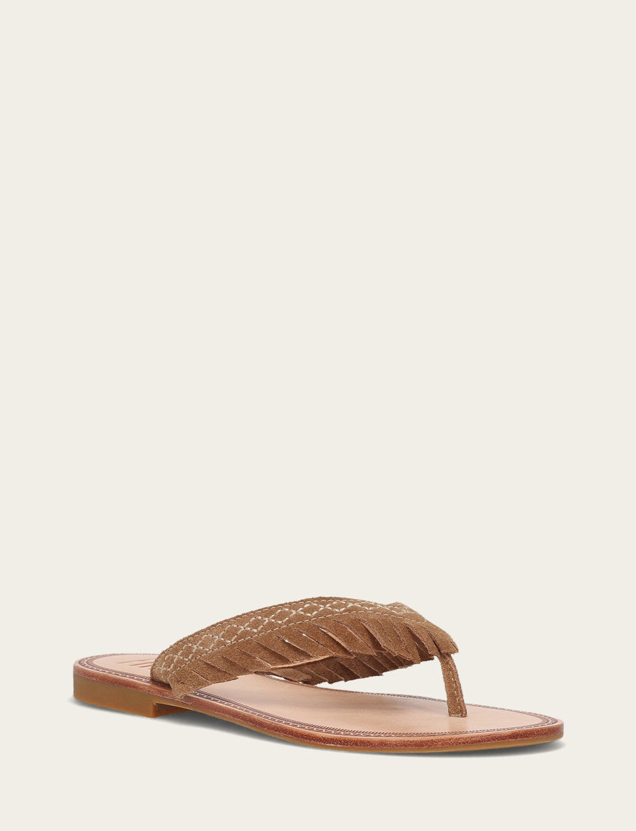 Ava Fringe Sandal - Almond - Hero
