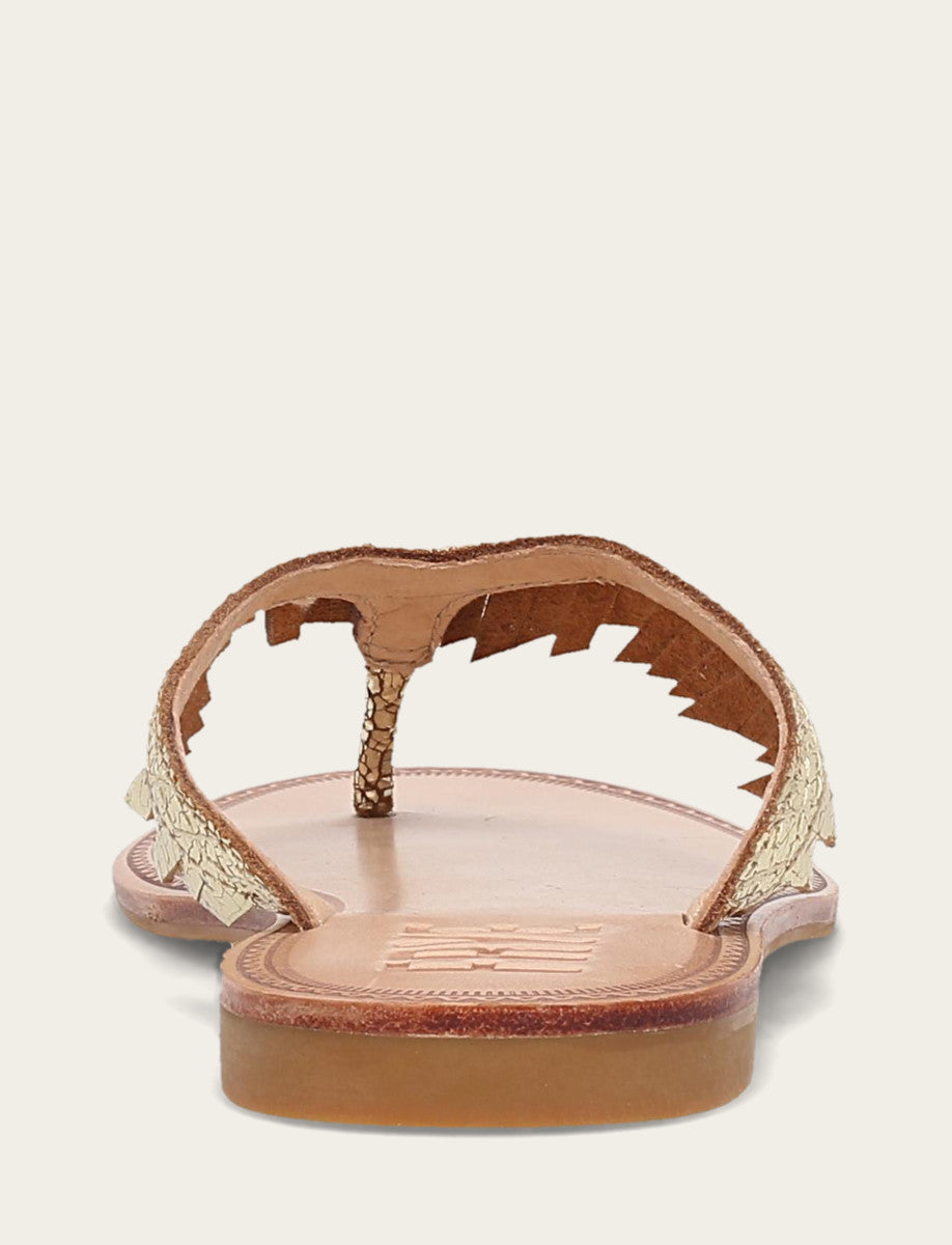 Ava Fringe Sandal - Gold Mirror - Back