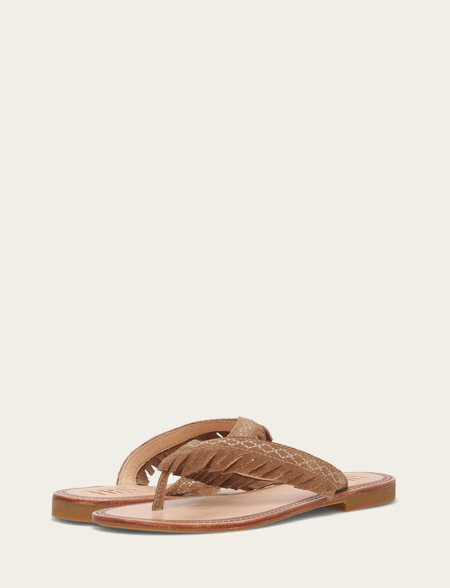Ava Fringe Sandal - Almond - Pair