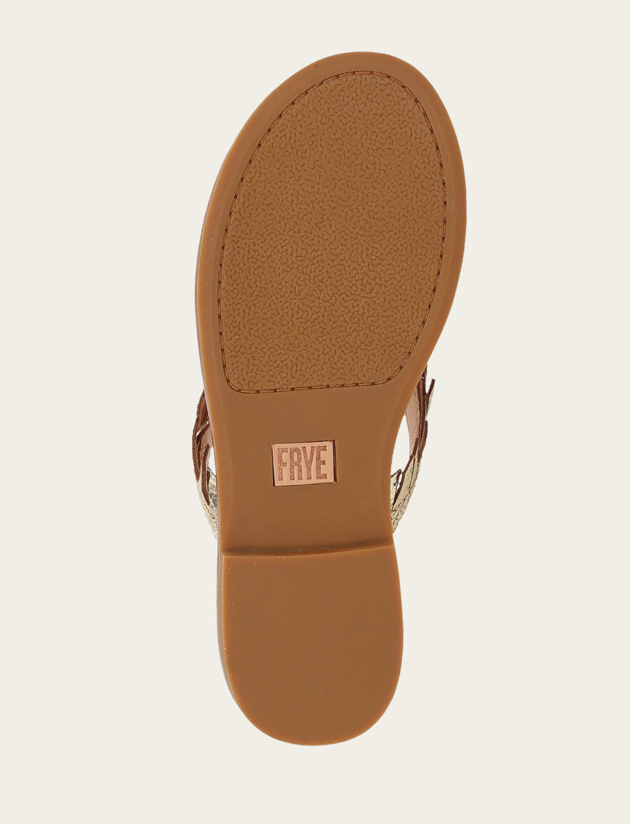 Ava Fringe Sandal - Gold Mirror - Sole