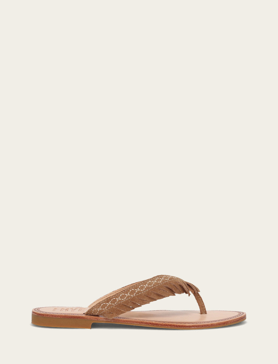 Ava Fringe Sandal - Almond - Outside