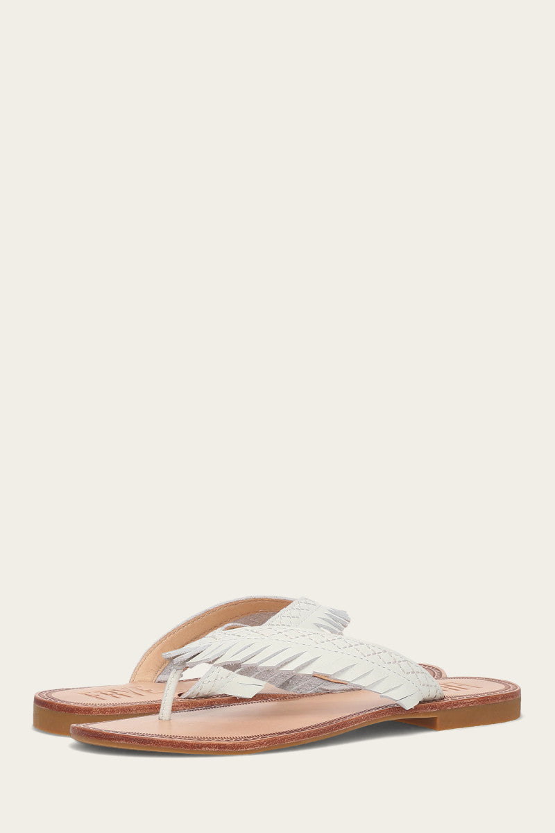 Ava Fringe Sandal - White - Pair