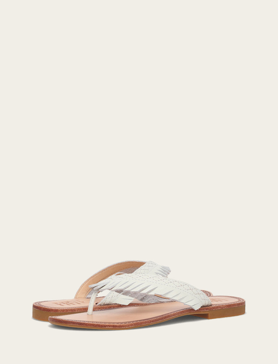 Ava Fringe Sandal - White - Pair