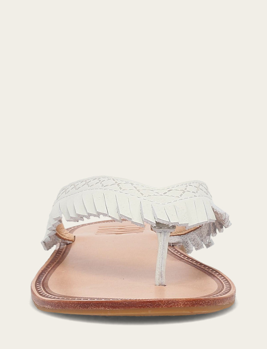 Ava Fringe Sandal - White - Front