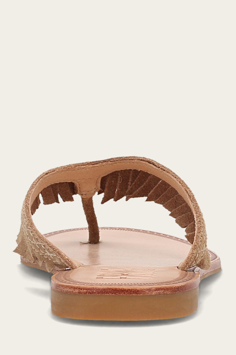 Ava Fringe Sandal - Almond - Back