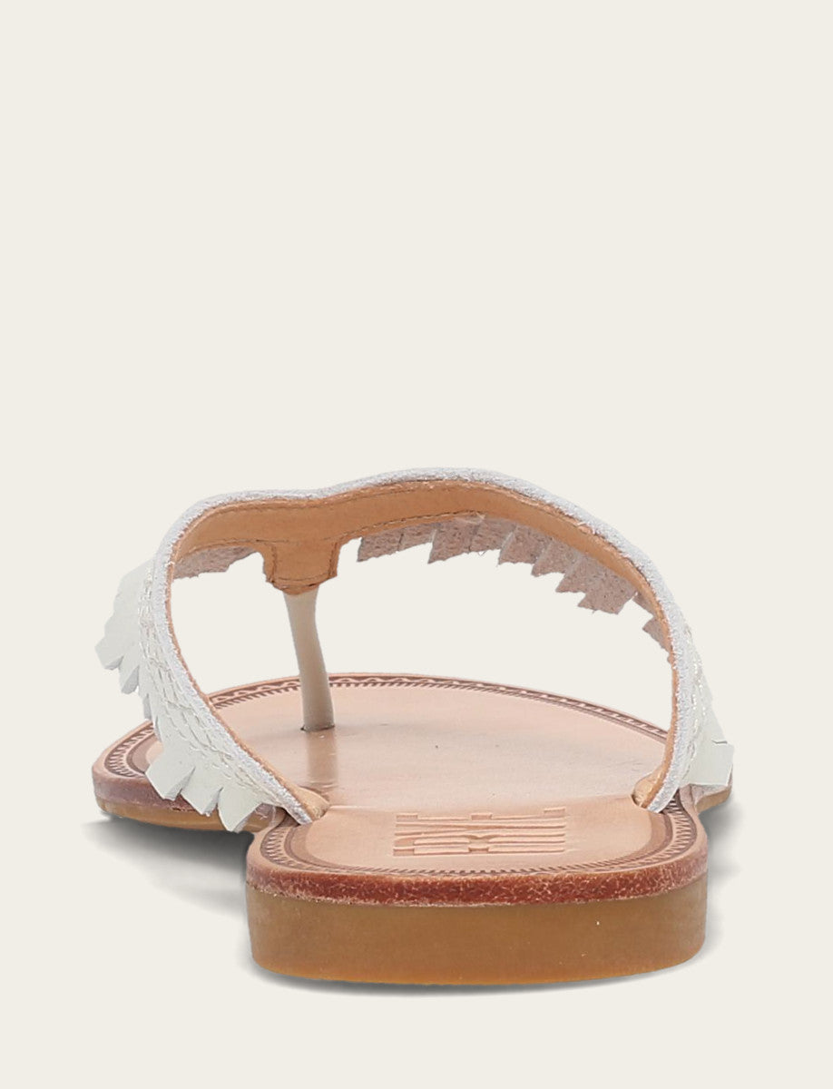 Ava Fringe Sandal - White - Back