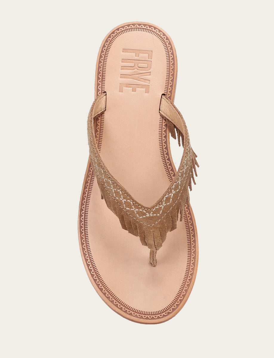 Ava Fringe Sandal - Almond - Top Down