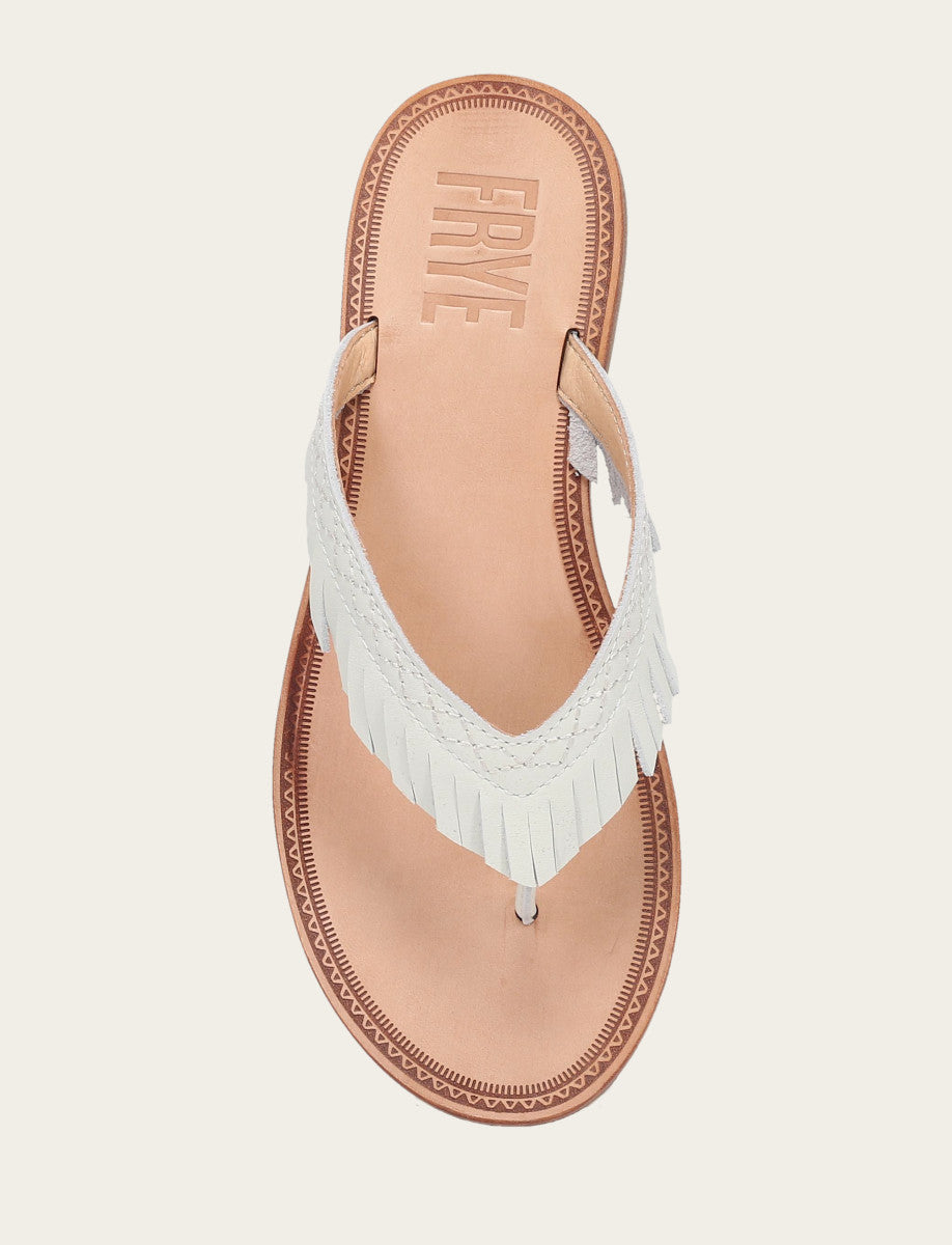 Ava Fringe Sandal - White - Top Down