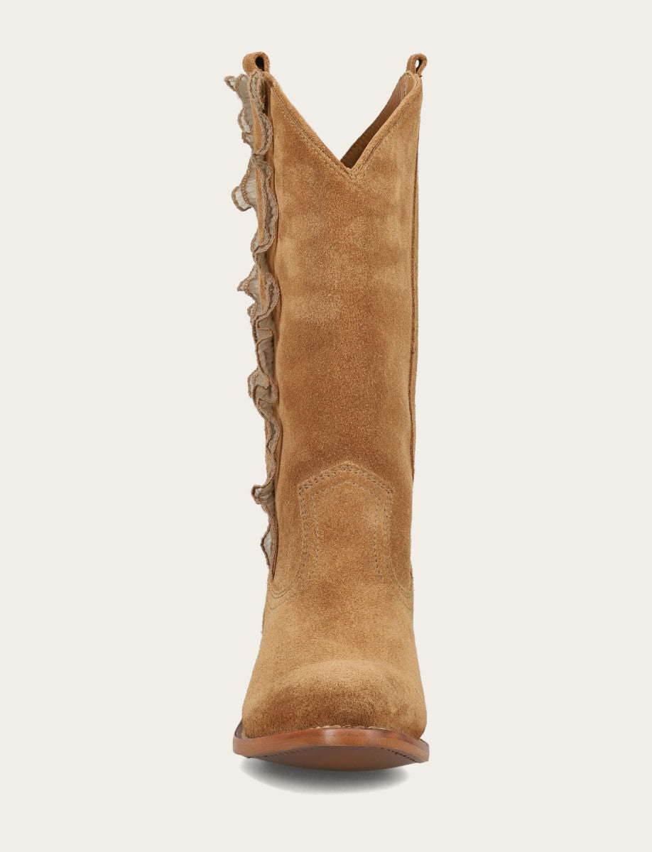 Billy Pull On Ruffle - Almond - Front