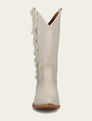 Billy Pull On Ruffle - Ivory - Front