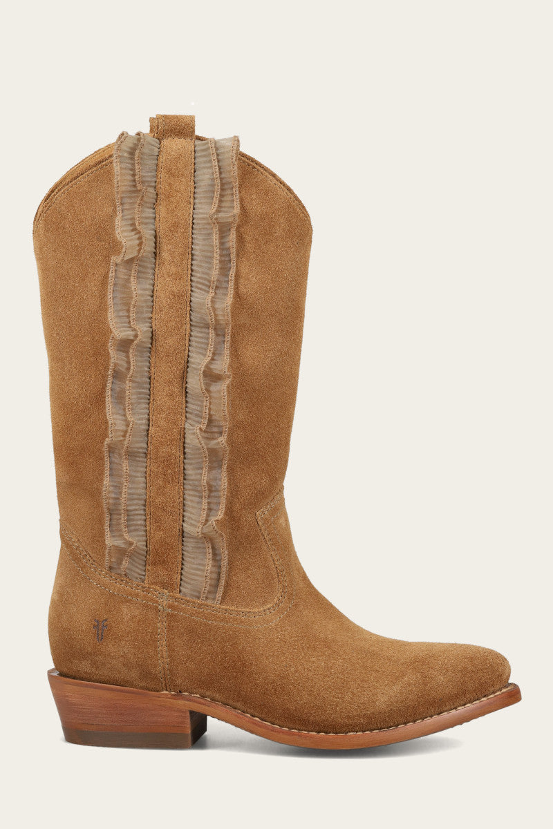 Billy Pull On Ruffle - Almond - Outside