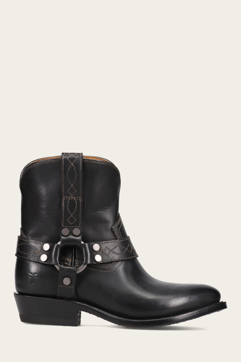Women's Black Billy Short Harness Booties | The Frye Company
