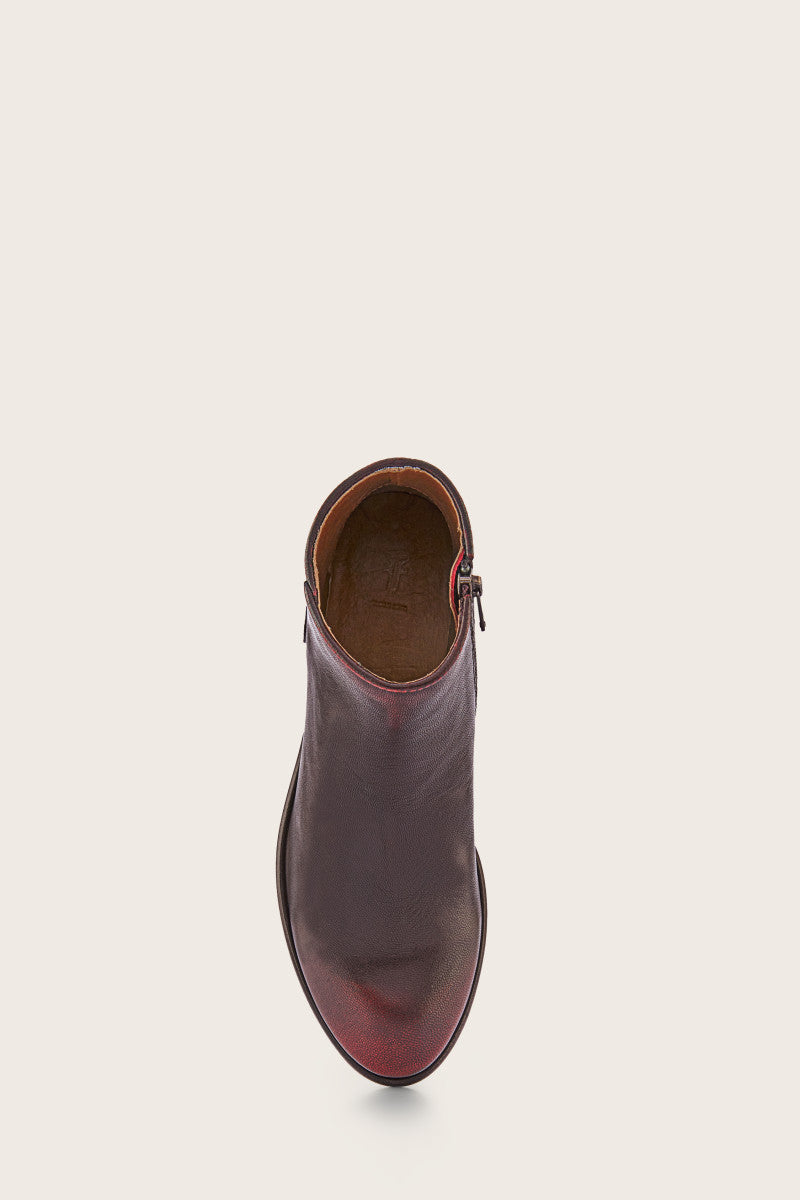 Carson Piping Bootie - Black/Scarlet - Top Down
