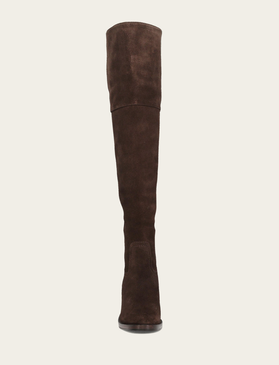 Corinne Over The Knee Boot - Dark Brown - Front