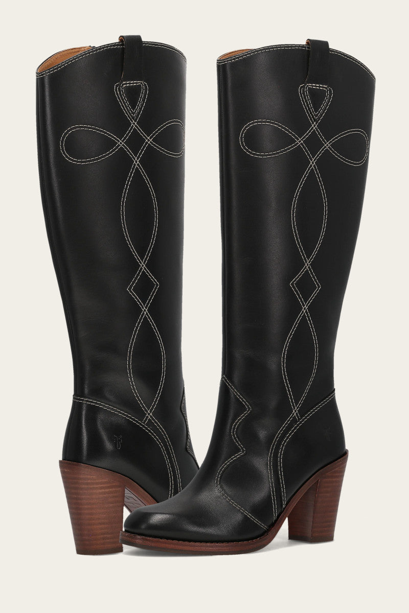 Corinne Tall Deco Stitch - Black - Pair