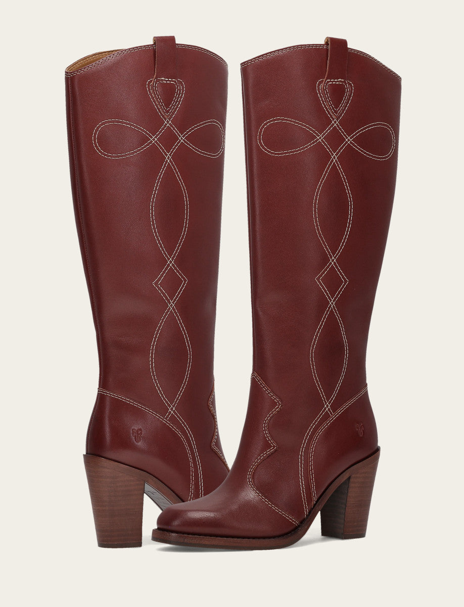 Corinne Tall Deco Stitch - Cranberry - Pair