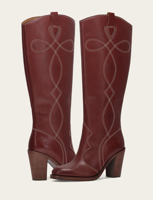 Corinne Tall Deco Stitch - Cranberry - Pair