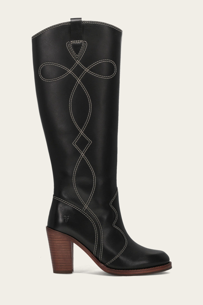 Corinne Tall Deco Stitch - Black - Outside