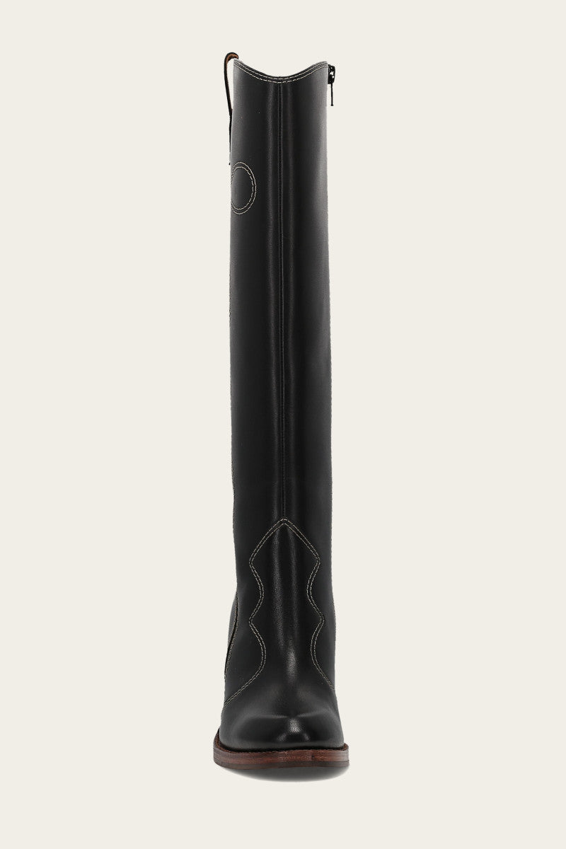 Corinne Tall Deco Stitch - Black - Front