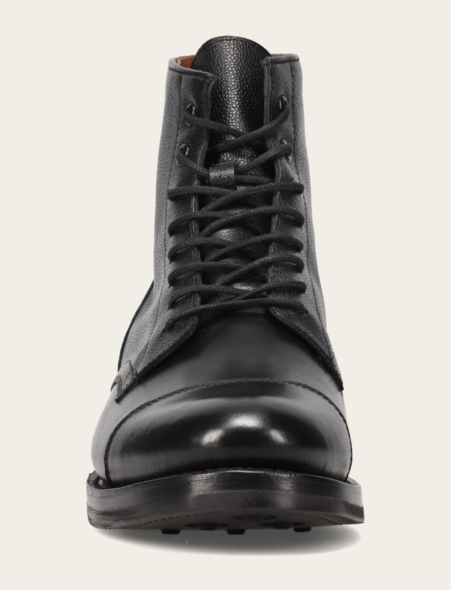 Dylan Lace Up - Black Scotchgrain - Front