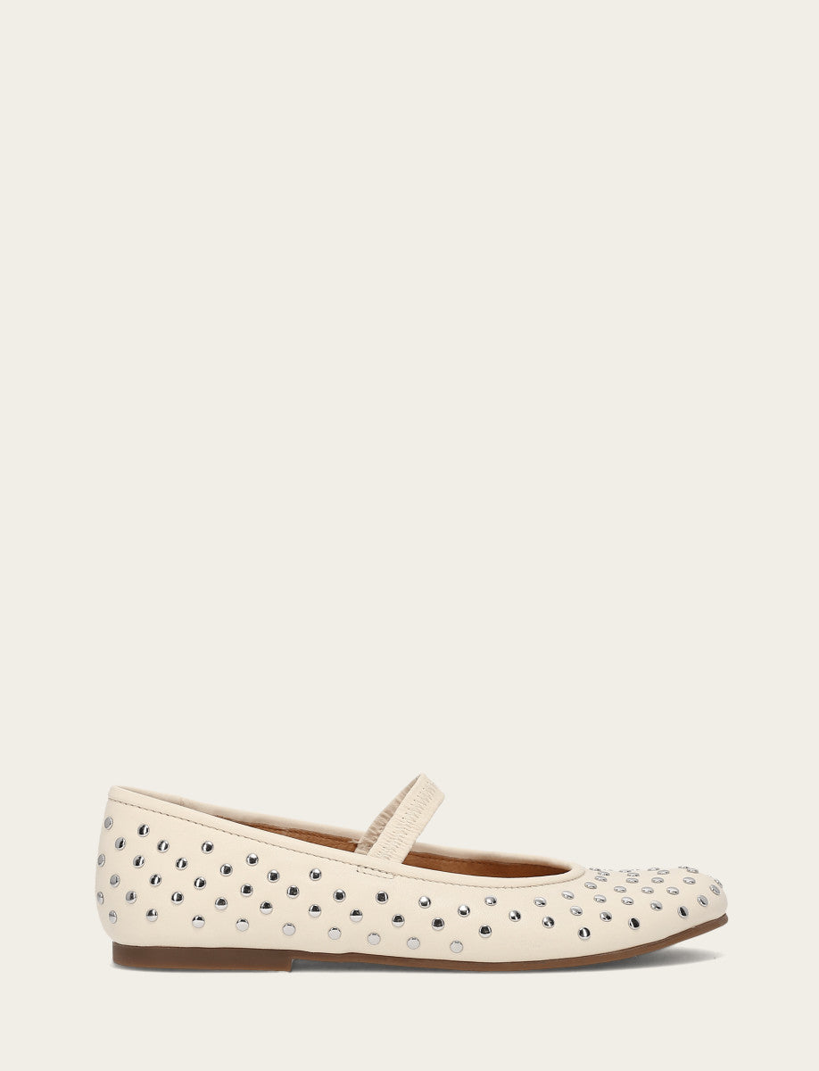 Emma Studded Mary Jane - Ecru - Outside