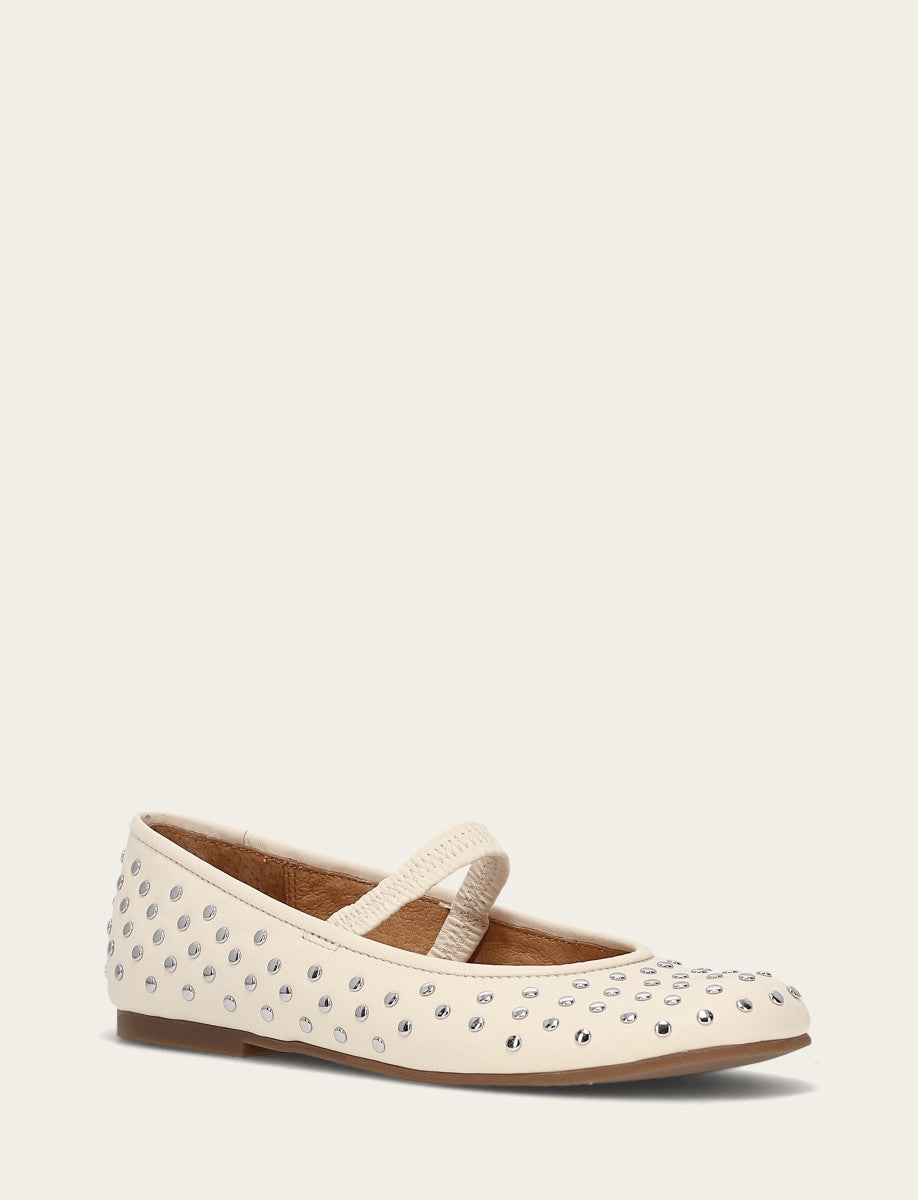 Emma Studded Mary Jane - Ecru - Hero