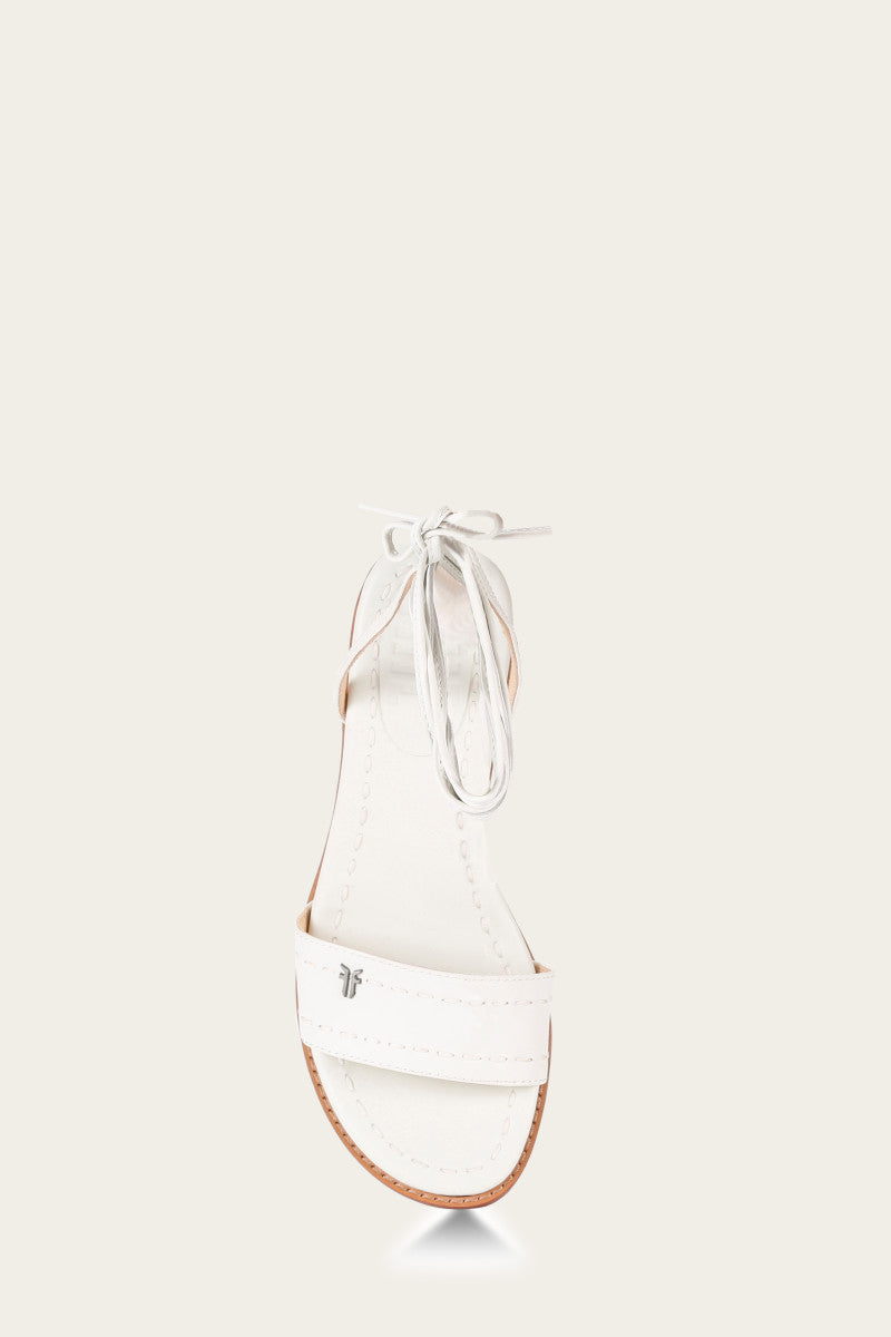Estelle Ankle Tie - White - Top Down