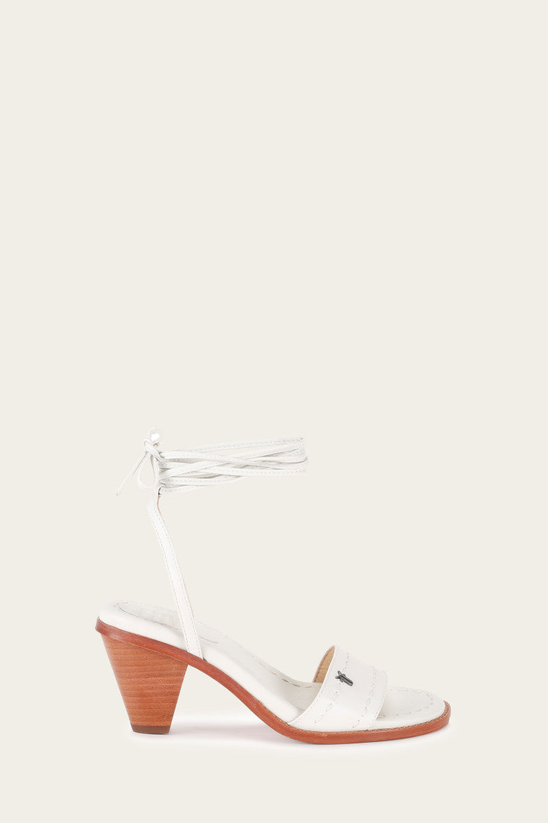 Estelle Ankle Tie - White - Outside