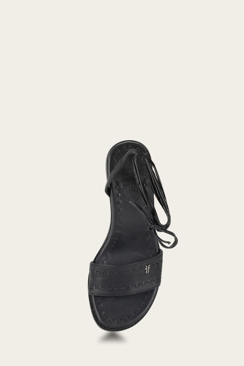 Estelle Ankle Tie - Black - Top Down