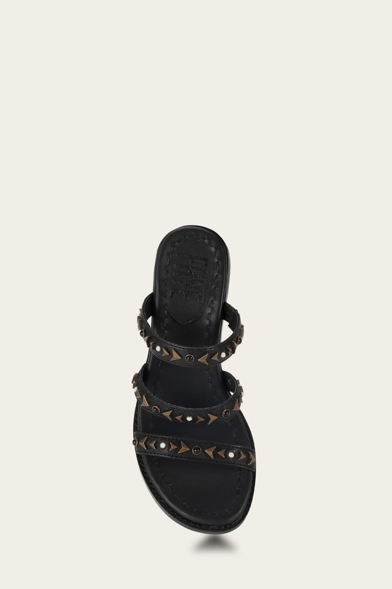 Estelle Studded Slide - Black - Top Down